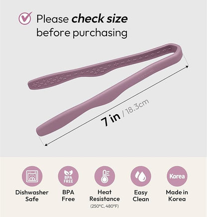 carrotez Mini Silicone Toaster Tongs, Anti-Slip,Non-Scratch Mini tongs 7 Inch - Pink