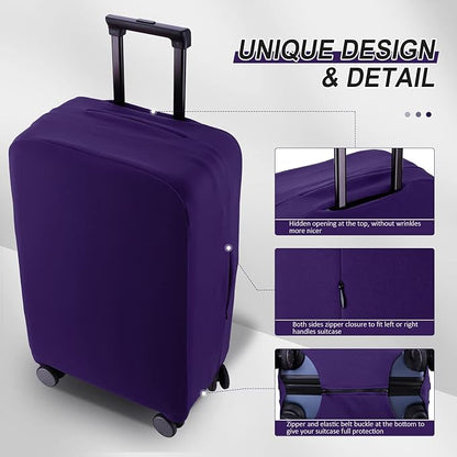 Travel Luggage Cover Suitcase Protector Scratch-Resistant Fit 19-31 Inch Suitcase, Not Included Suitcase (Purple, SX(22-23 inch))