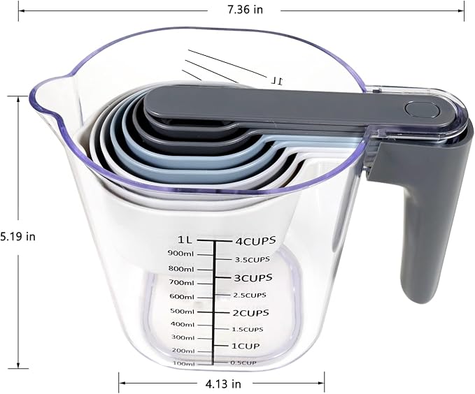 Stackable 10-Piece Measuring Cups and Spoons Set