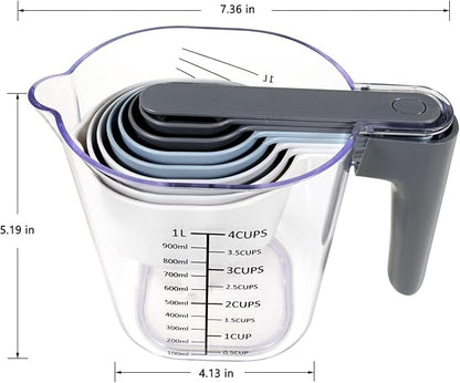 Stackable 10-Piece Measuring Cups and Spoons Set