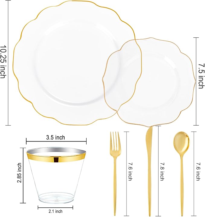 bUCLA 180PCS Clear Plastic Plates