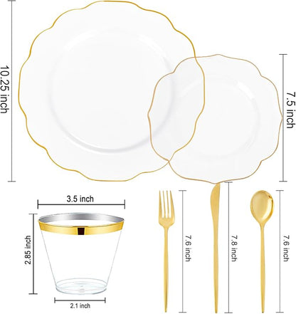 bUCLA 180PCS Clear Plastic Plates