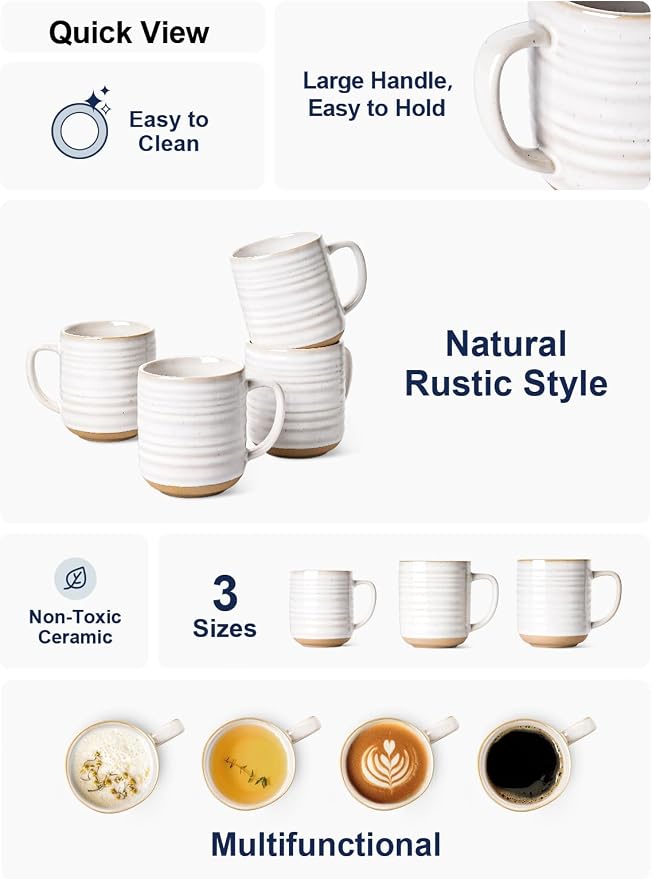 LE TAUCI Coffee Mugs 15 oz, Ceramic Coffee Cups