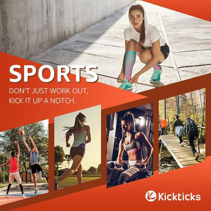 Kickticks 4 Pairs Compression Socks for Woman & Man Unisex 20-30mmHg Knee high Plus Size Wide Calves for Flying Running…