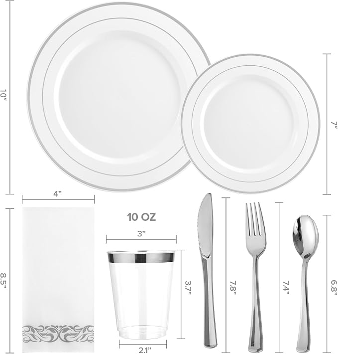 FOCUSLINE 175 Count Silver Dinnerware Set