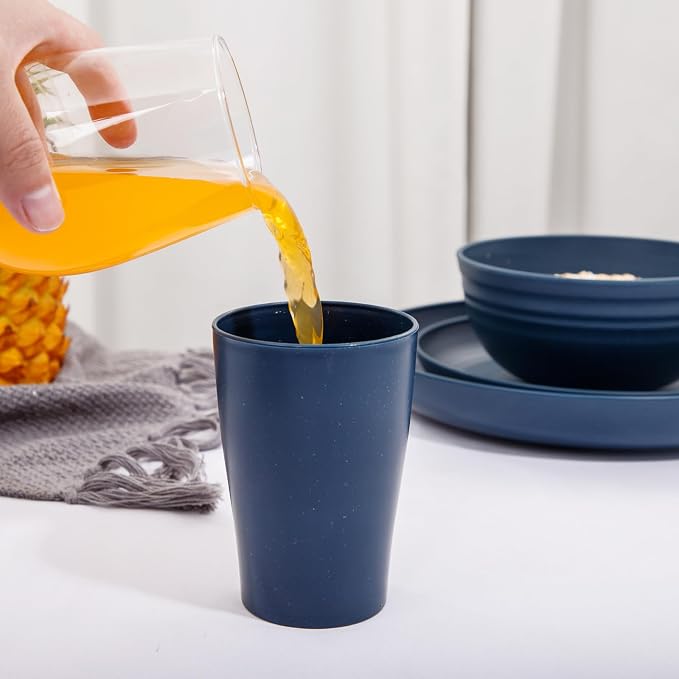 32PCS Blue Wheat Straw Dinnerware Sets