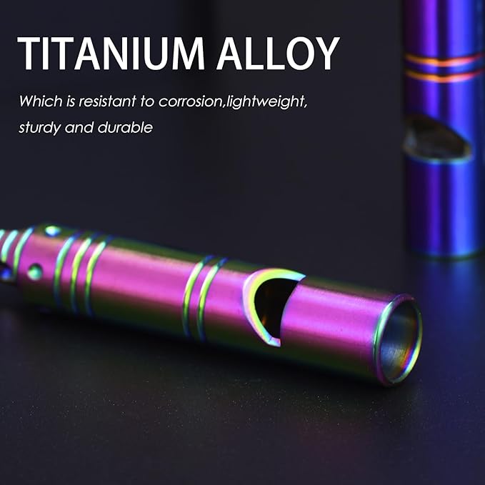 Whistle Emergency Titanium Whistle,Survival Loud Whistle Safety Whistle for Kids Women,EDC Signal Whistles Necklace