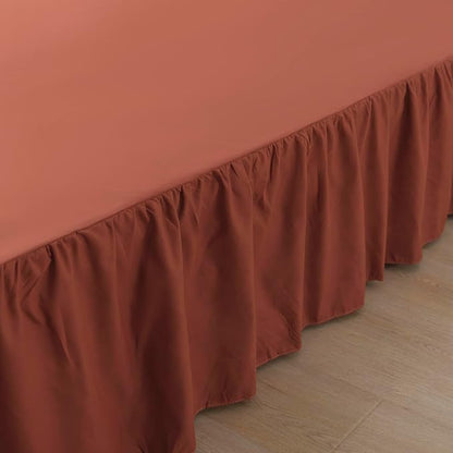 Bed Skirt King Size Ruffled Bed Skirts with Split Corners,14 Inch Drop Dust Ruffle Bed Skirt with Platform, Rust, 14'' King