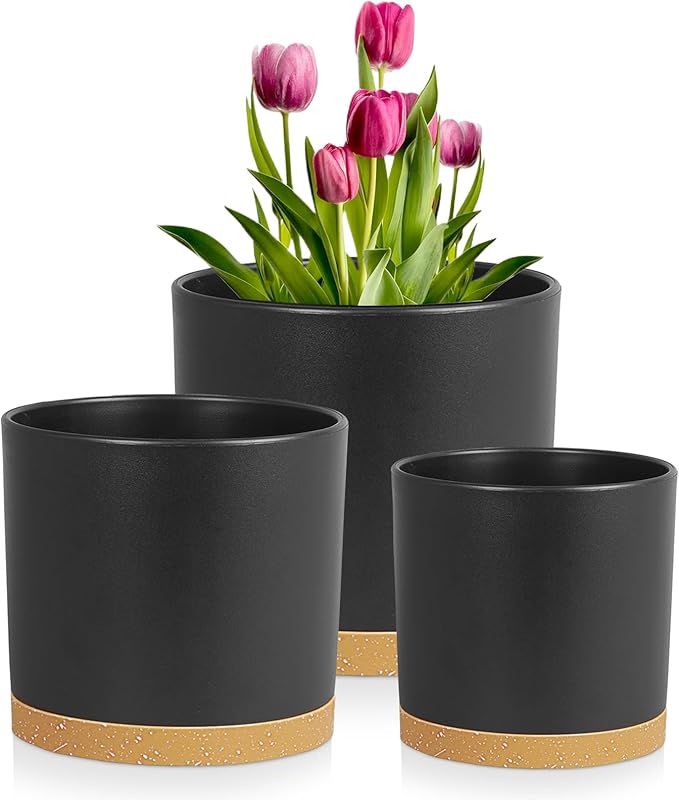 8/7/6 inch Flower Pots, 3 Pack Cylinder Plant Pots