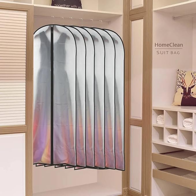 Garment Bags for Hanging Clothes 12 PCS Transparent Dress Bag for Traveling Garment Bag for Dresses Long Clothes Storage Bags with Full Zipper for Long Dress Costumes Gowns Coats 24''x54''