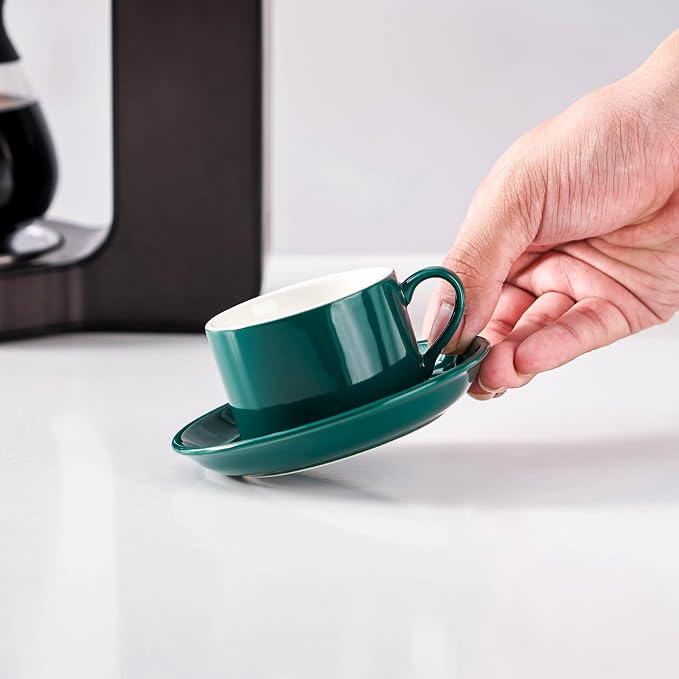 2.5oz Espresso Cups Set of 4, Porcelain Stackable Espresso Cups