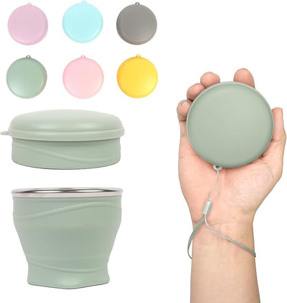 Collapsible Water Cup 6oz/180ml - Collapsible Cup - Silicone Collapsible TravelCup - Silicone Folding Camping Cup with Lids - Foldable Drinking Cup - for Travel, Camping, Hiking, Outdoor Sports
