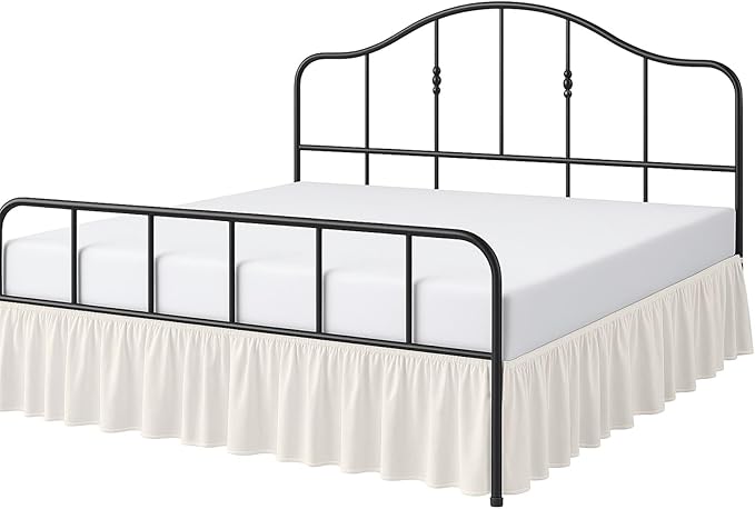 Cottington Lane Ruffled Bed Skirt Queen Size with Split Corner, Brushed Microfiber Hotel Quality Ivory Dust Ruffle, 18 Inch Drop Gathered Bedskirt, Soft and Stylish, Shrinkage and Fade Resistant