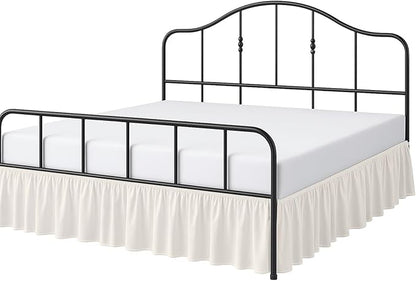 Cottington Lane Ruffled Bed Skirt Queen Size with Split Corner, Brushed Microfiber Hotel Quality Ivory Dust Ruffle, 14 Inch Drop Gathered Bedskirt, Soft and Stylish, Shrinkage and Fade Resistant
