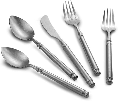 Silverware Set Flatware Set 18/10 Stainless Steel Cutlery Set Matte Finished Vintage 20 Pieces Service for 4