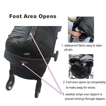 Anti-Kick Waterproof Stroller Sleeping Sack - Universal Footmuff Fits All Toddler/Sleeping Bag Cocoon Cozy Warmer for Baby Winter Stroller Cover with Unique Design