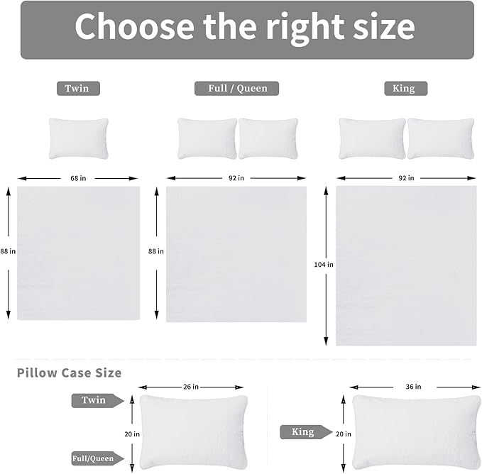 Easy-Going King Size Reversible Quilt Set with 1 Quilt and 2 Pillow Shams, Soft Bed Quilt Cover, Water Resistant Lightweight Microfiber Bedspread, Stain Resistant, Damask-White/White