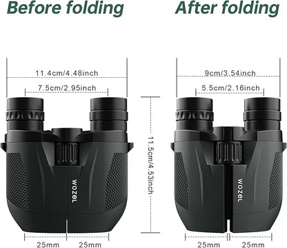 10-30x25 Small Compact Binoculars for Adults - WOZEL High Powered Zoom Binoculars for Bird Watching Hunting Hiking Travel Sports - Lightweight Binocular with Large & Bright Field of View for Kids