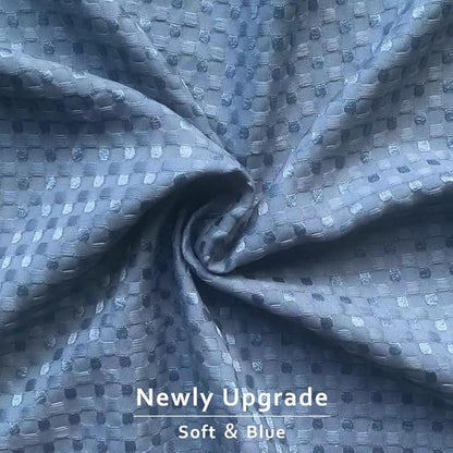 MIYE Pleated Waffle Weave Bed Skirt, Tailored Dust Ruffle 12 Inch Drop Easy Fit, Machine Washable (Blue, Full - 12" Drop)