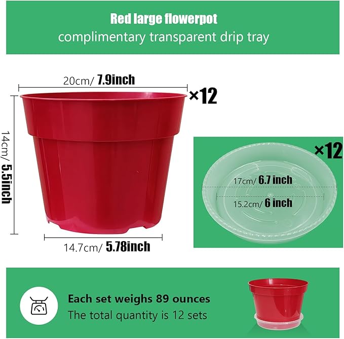 8 inch Plastic Flower Pots