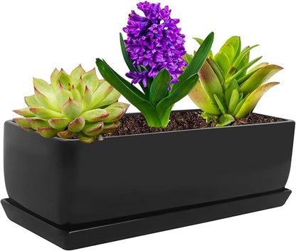Vencer 14 Inch Rectangular Modern Minimalist Ceramic Succulent Planter Pot