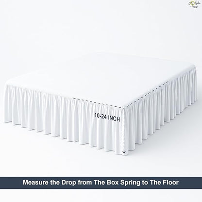 Cottington Lane Ruffled Bed Skirt King Size with Split Corner, Brushed Microfiber Hotel Quality White Dust Ruffle, 14 Inch Drop Gathered Bedskirt, Soft and Stylish, Shrinkage and Fade Resistant