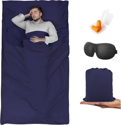 Sleeping Bag Liner,Travel Sheet & Adult Sleep Sack, Camping Sheets Travel Sleep Sack for Backpacking,Hotels & Hostels -Lightweight Single &Double Travel Sheet Camping Sheets