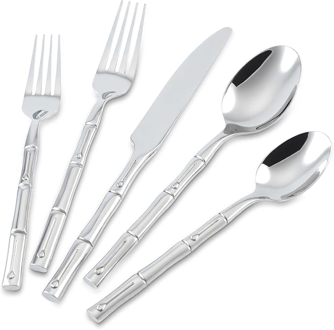 Silverware Set 60-Piece Bamboo Pattern Service