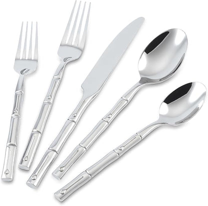 Silverware Set 60-Piece Bamboo Pattern Service