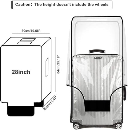 Suitcase Cover for 28" Luggage TSA Approved Clear PVC Thickened Protective Sleeve Waterproof Cover for Wheeled Luggage