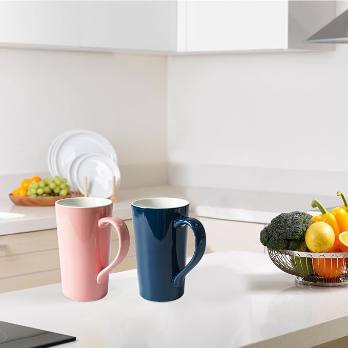 20 OZ Simple Pure Pink Blue Mug Plain Large Tall Ceramic Milk Tea Coffee Mug