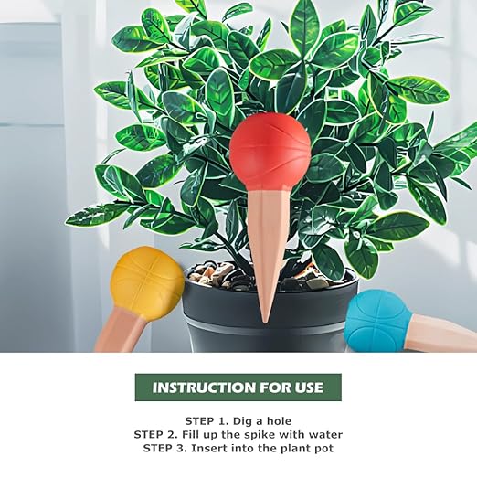 4 Pack Terracotta Watering Spikes, Vacation Self-Watering Planters Devices