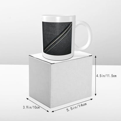 Thin White Lines Geometric Pattern Minimalist Ceramic Cup, Elegant Coffee Mug