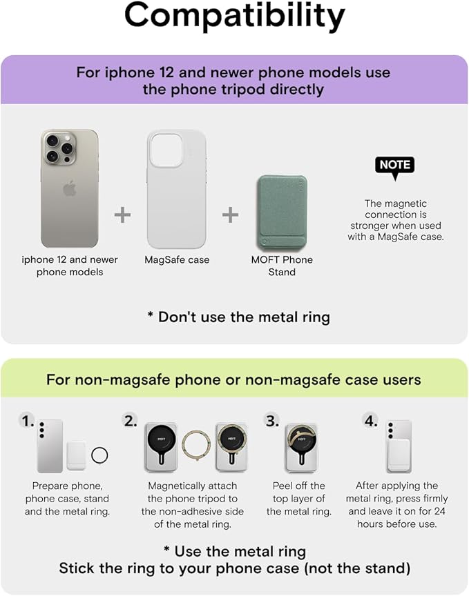 MOFT Phone Tripod Stand Selfie Stick for iPhone, Multi-Angles iPhone Stand, Lightweight & Portable Phone Holder, Strong Magnets, MOVAS Vegan Leather, Travel Essentials, Seafoam (Without Card Slot)