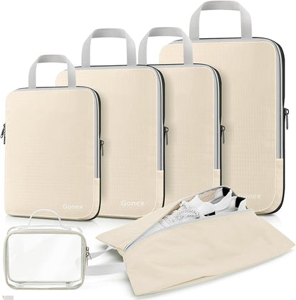 Gonex Compression Packing Cubes, 3pcs/4pcs Expandable Storage Travel Luggage Bags Organizers