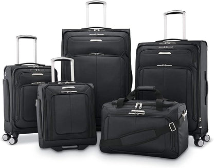 Samsonite Solyte DLX Softside Expandable Luggage with Spinner Wheels, Midnight Black, Checked-Medium 25-Inch