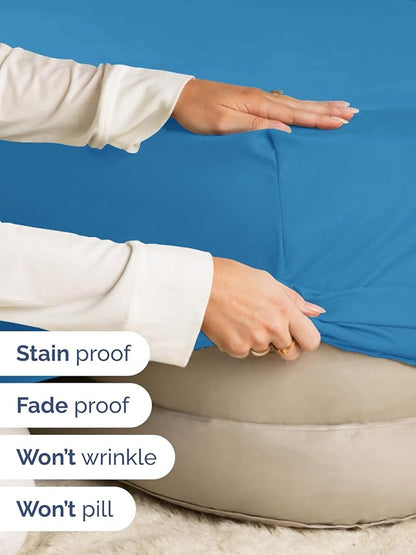Extra Deep Twin XL Fitted Sheet - Hotel Luxury Single Fitted Sheet Only - Easily Fits 18 inch to 24 inch Mattress - Ultra Soft, Wrinkle Free with Extra Deep Pockets - Breathable & Comfy - Denim Blue