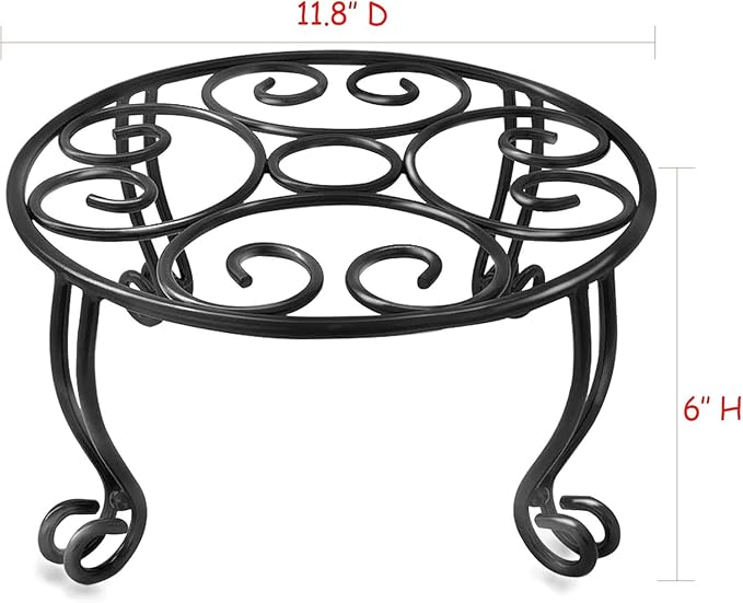 2 Pack Heavy Duty Iron Plant Stand, 11.8'' Diameter, Powder Coated, Sturdy &
