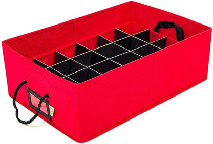 Santa's Bags [Christmas Ornament Storage Box with Dividers] - (Holds 48 Ornaments up to 3 Inches in Diameter) | Acid-Free Removable Trays with Separators | 2 Removable Trays