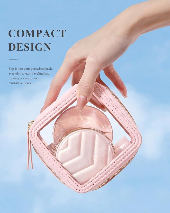 ROWNYEON Clear Makeup Case Toiletry Bag Multipurpose Travel Makeup Train Case Portable Cosmetic Organizer Transparent Storage Bag