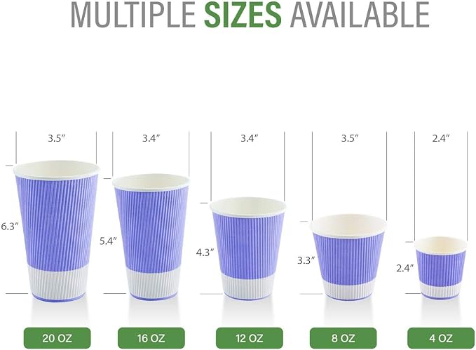 Restaurantware 4 Ounce Ripple Insulated Coffee Cups, 500 Double Wall Corrugated