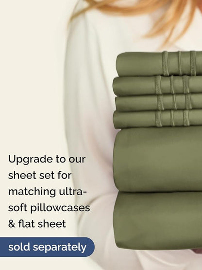 Extra Deep Twin XL Fitted Sheet - Hotel Luxury Single Fitted Sheet Only - Easily Fits 18 inch to 24 inch Mattress - Ultra Soft, Wrinkle Free with Extra Deep Pockets - Breathable & Comfy - Sage Green