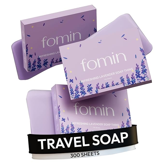 FOMIN - Antibacterial Paper Soap Sheets for Hand Washing - (300 Sheets) Lavender Portable Travel Soap Sheets, Dissolvable Camping Mini Soap, Portable Hand Soap sheet