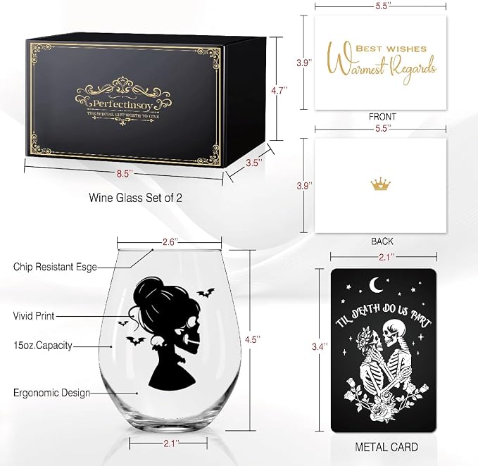 Perfectinsoy Skull Wine Glass 2 Piece