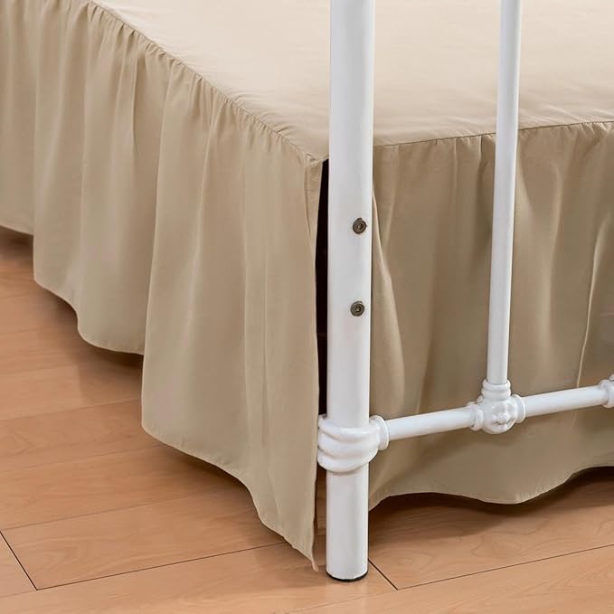 Bed Skirt Queen Size Ruffled Bed Skirts with Split Corners, 18 Inch Drop Dust Ruffle Bed Skirt with Platform - Queen, 18 Inch, Light Camel