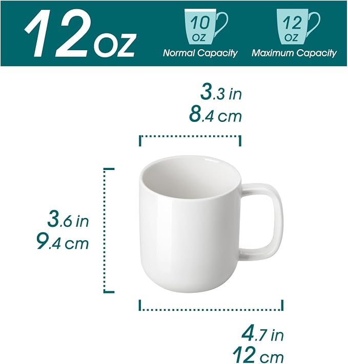 vancasso Porcelain Coffee Mugs Set, 12 oz Ceramic Coffee Cups