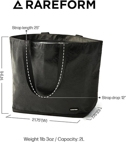 Rareform Large Zippered Blake Tote Bag | One-of-a-Kind, Water-Resistant, Recycled Billboard Vinyl | Color and Pattern Vary