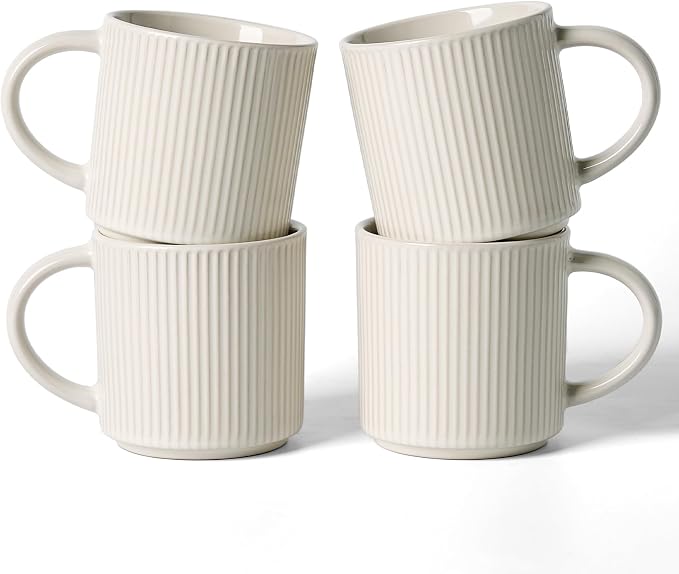 famiware Coffee Mug Set for 4, Star 12 oz Catering Mugs Cup Set