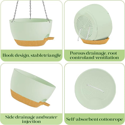 2 Pack 10 Inch Self Watering Hanging Planters