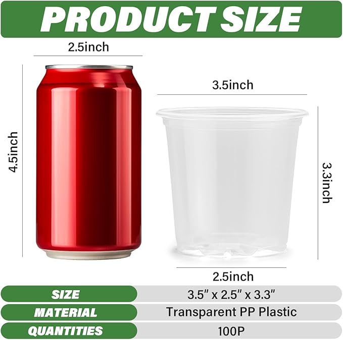 3.5" Clear Seeding Pots 100-Pack Round